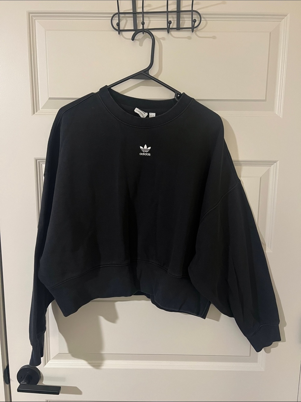 Adidas black cropped crewneck